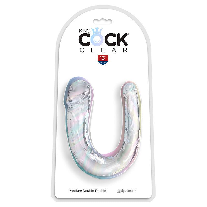 King Cock Double Trouble Doppio Dildo 33 cm Trasparente – Design Realistico per il Piacere Condiviso