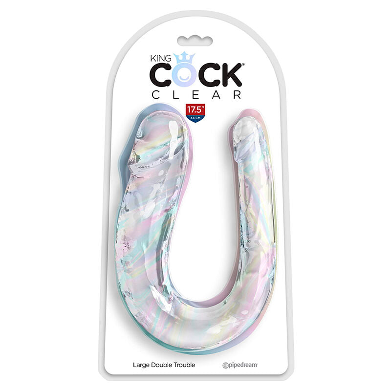 Dildo doppio King Cock 44 cm trasparente – Design versatile con effetto realistico