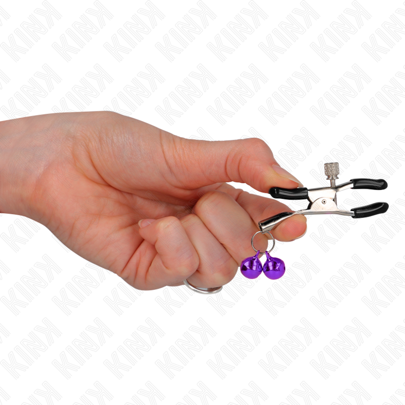 KINK - VIOLET DOUBLE BELL NIPPLE CLAMPS 6 CM