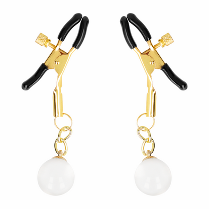 Morsetti per capezzoli KINK Gold – Elegante accessorio con pendente in vetro per esperienze uniche