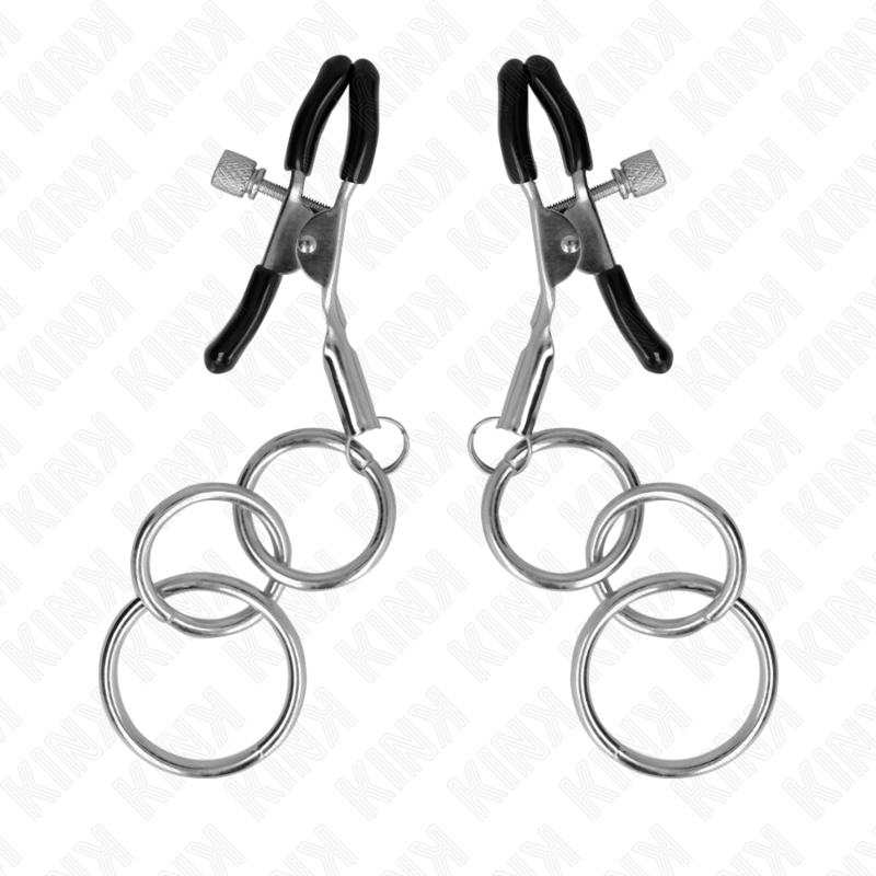 KINK Pinzas Para Pezones Con 3 Aros 6 Cm – Diseño Elegante Para Estimulación Sensorial