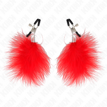 KINK Pinzas Para Pezones Con Pluma Roja – Estimulación Precisa Para Experiencias Sensoriales Atractivas