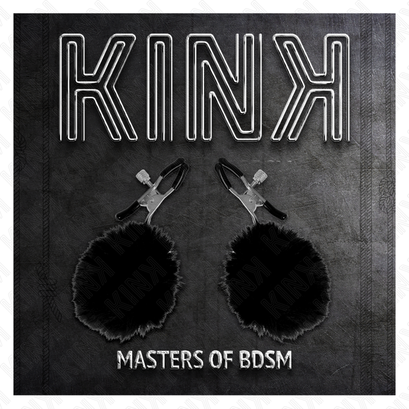 Morsetti per capezzoli KINK con pompon nero 6 cm – Elegante accessorio per la stimolazione sensuale