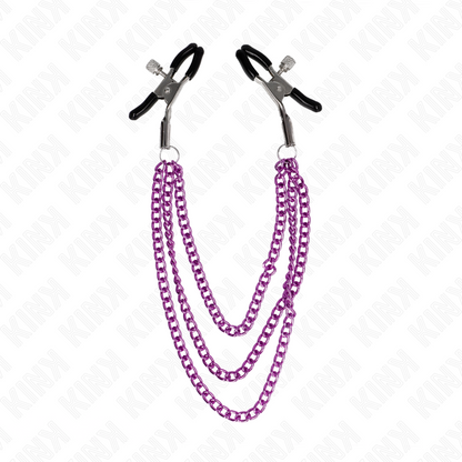 KINK Pinzas Para Pezones Con Triple Cadena Violeta – Estimulación Sensorial Para Nuevas Experiencias