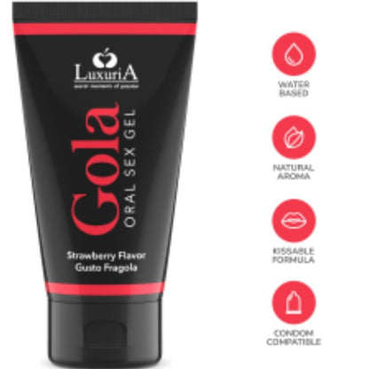 INTIMATELINE LUXURIA Gola Gel Oral Fresa 50 ML – Gel Comestible Con Sabor Atractivo Para Disfrute Sensorial