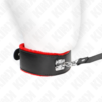 KINK - 116 CM ADJUSTABLE RED LEATHER COLLAR WITH LEASH 40-48 CM X 6 CM