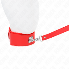 KINK Collar Con Correa Rojo – Diseño Elegante Con Tachuelas Plateadas Ajustable Para Comodidad Sensual