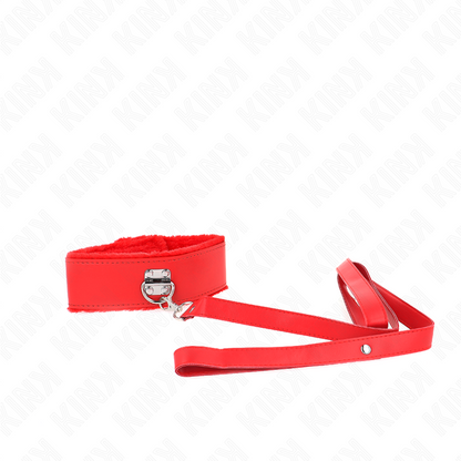 KINK Collar Con Correa Rojo – Diseño Elegante Con Tachuelas Plateadas Ajustable Para Comodidad Sensual