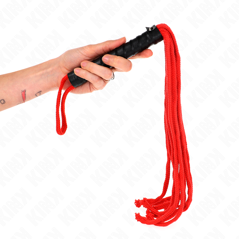 Frusta di corda rossa KINK 56 cm – Accessorio BDSM dal design accattivante per esperienze emozionanti