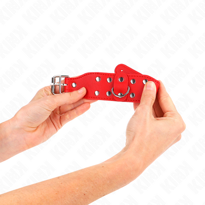 KINK - Adjustable Double Studded Wristbands, Red