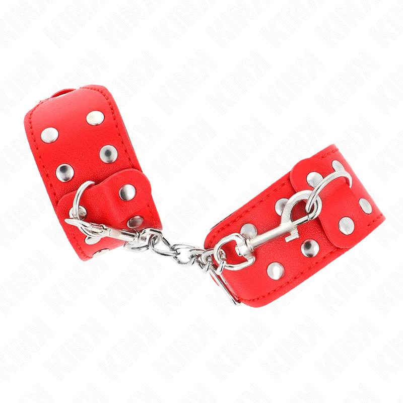 KINK - Adjustable Double Studded Wristbands, Red
