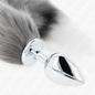 KINK - ANAL PLUG SIZE L 10 X 4 CM WITH SYNTHETIC TAIL 40 CM SILVER AND WHITE