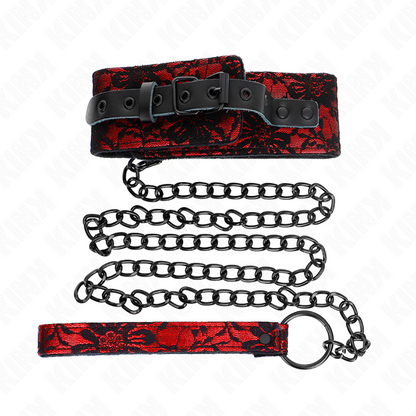 KINK - 105CM LACE LEASH COLLAR WITH REAL LEATHER BELT 44 X 5.5CM