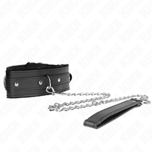 KINK - 65CM BLACK ADJUSTABLE COLLAR WITH LEASH AND RESTRAINTS 36-42CM X 5.5CM