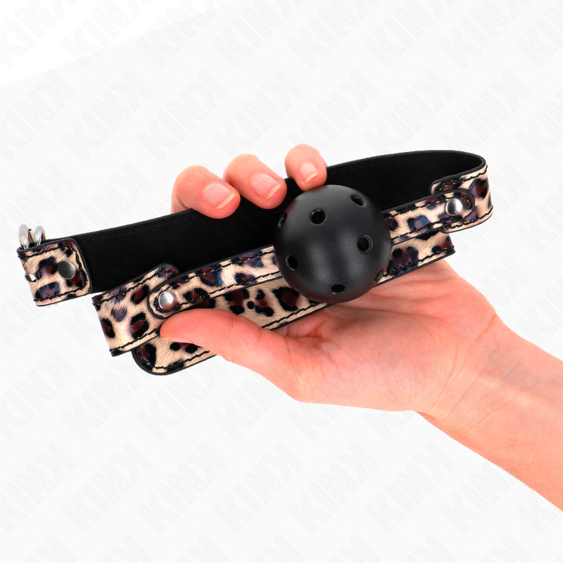 KINK Mordaza De Bola Transpirable Leopardo 4.5 CM – Diseño Elegante Para Experiencias Sensoriales Únicas