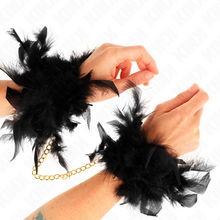 Comprar KINK Esposas De Plumas Negro Con Cadena Dorada – Diseño Elegante Para Una Experiencia Sensorial Sofisticada-Noxtic