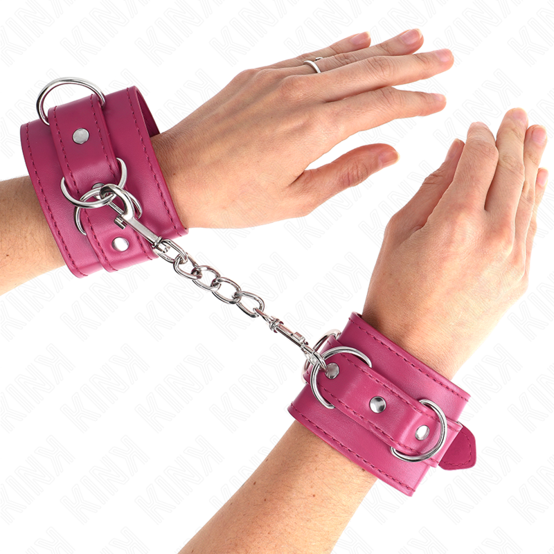 KINK Muñequeras Con 3 Anillas En D Ajustable Rosa – Accesorio Estilizado Para Experiencias Sensuales