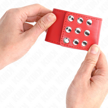 Manette da polso regolabili KINK con bottone a pressione rosse – Design elegante per comfort e stile nelle pratiche BDSM