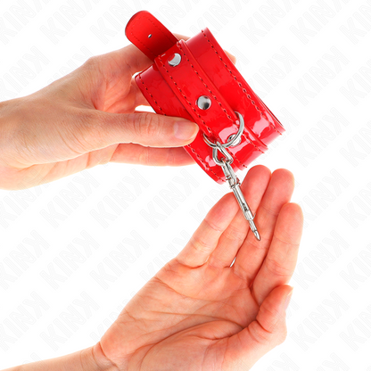 Manette da polso con borchie rosse KINK - Design regolabile per comfort e stile nelle sessioni BDSM