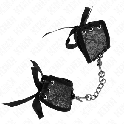 KINK - BLACK SCANDAL DESIGN WRISTBANDS WITH BOW DETAIL 24.5 CM X 6.5 CM