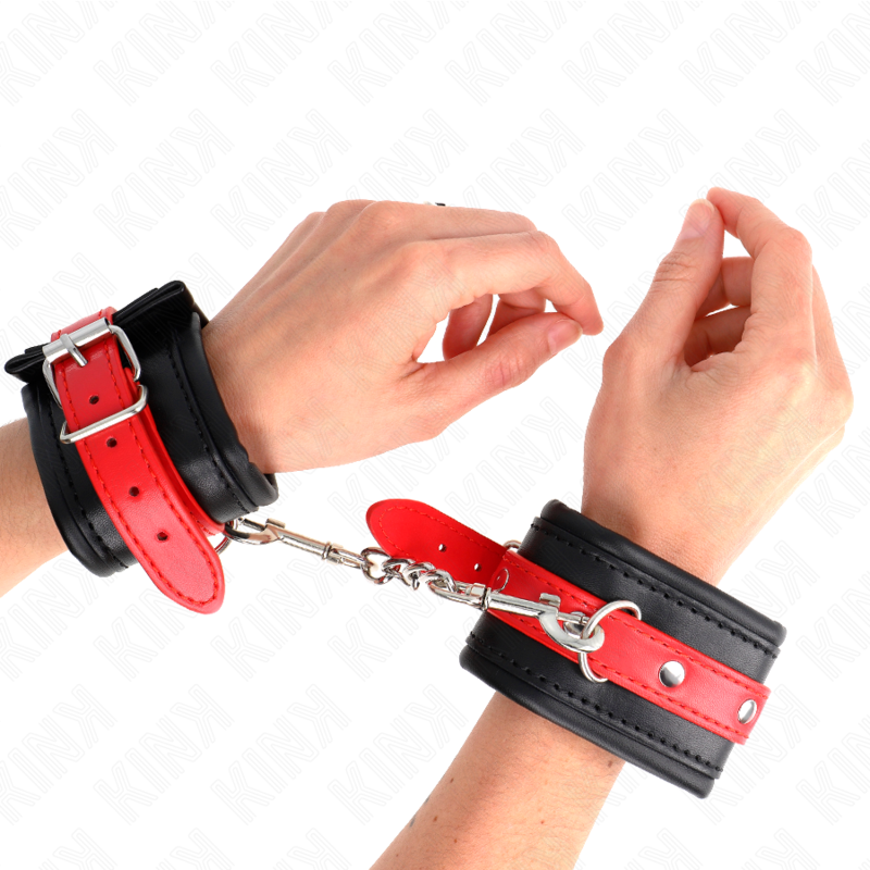 Comprar KINK Muñequeras Negros Con Correa Roja Ajustable – Estilo Elegante Para Explorar Nuevas Sensaciones-Noxtic