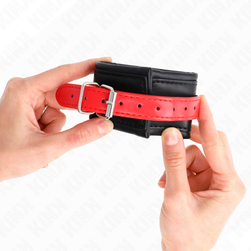 Comprar KINK Muñequeras Negros Con Correa Roja Ajustable – Estilo Elegante Para Explorar Nuevas Sensaciones-Noxtic