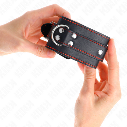 KINK Muñequeras Negros Con Detalles En Rojo – Diseño Ajustable Para Comodidad Y Estilo