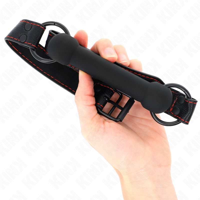 KINK - BONE-SHAPED GAG WITH ADJUSTABLE BLACK LEATHERETTE STRAP 41-57 CM