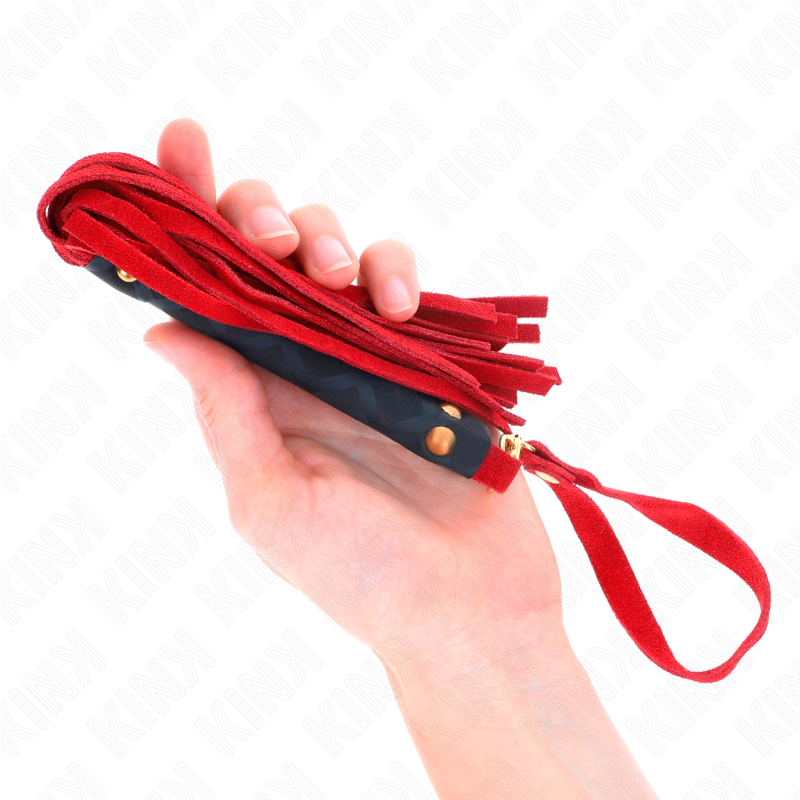 KINK Látigo Mini Piel De Ante Rojo 30 Cm – Accesorio Ideal Para Estimulación Sensorial Con Diseño Elegante