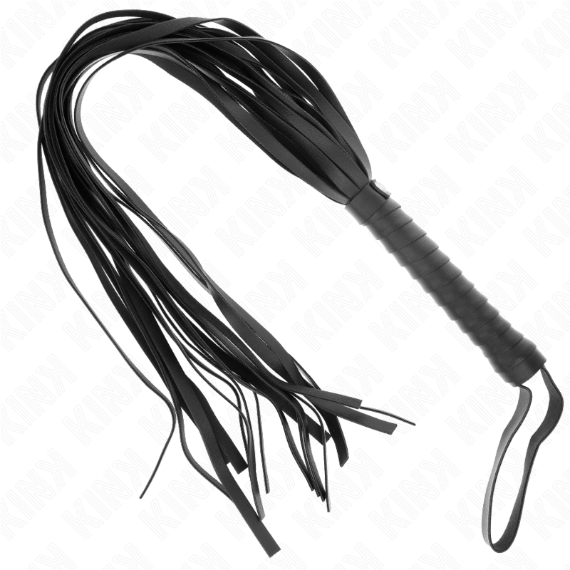 Frusta KINK a coda lunga con manico corto, nera, 70 cm – Design elegante per un gioco di piacere intenso