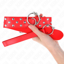 KINK - COLLAR WITH LEASH 65 CM RIVET RING RED ADJUSTABLE 36-50 CM X 3.8 CM