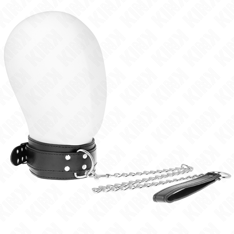 KINK - COLLAR WITH LEASH 65 CM SILVER BUCKLES ADJUSTABLE 33-46 CM X 5.5 CM