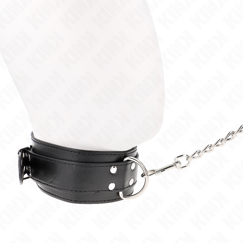 KINK - COLLAR WITH LEASH 65 CM SILVER BUCKLES ADJUSTABLE 33-46 CM X 5.5 CM