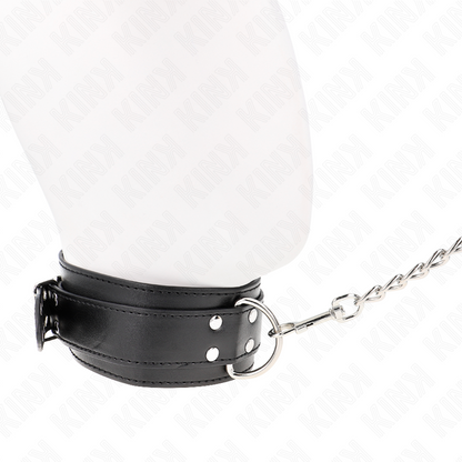 KINK - COLLAR WITH LEASH 65 CM SILVER BUCKLES ADJUSTABLE 33-46 CM X 5.5 CM