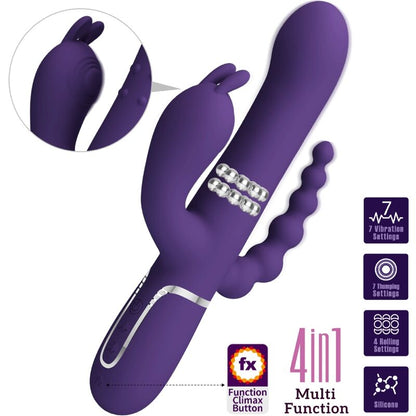 Pretty Love Cammy Vibratore Multifunzione 4 in 1 Viola – Tripla Stimolazione con Design Elegante e Ricaricabile