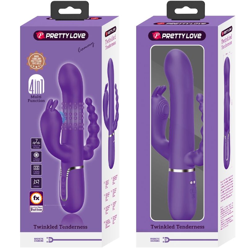 Pretty Love Cammy Vibratore Multifunzione 4 in 1 Viola – Tripla Stimolazione con Design Elegante e Ricaricabile