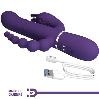 Pretty Love Cammy Vibratore Multifunzione 4 in 1 Viola – Tripla Stimolazione con Design Elegante e Ricaricabile