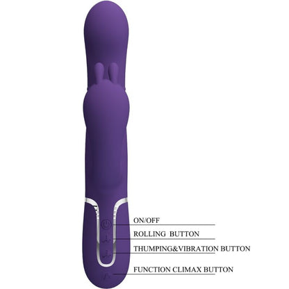 Pretty Love Cammy Vibratore Multifunzione 4 in 1 Viola – Tripla Stimolazione con Design Elegante e Ricaricabile