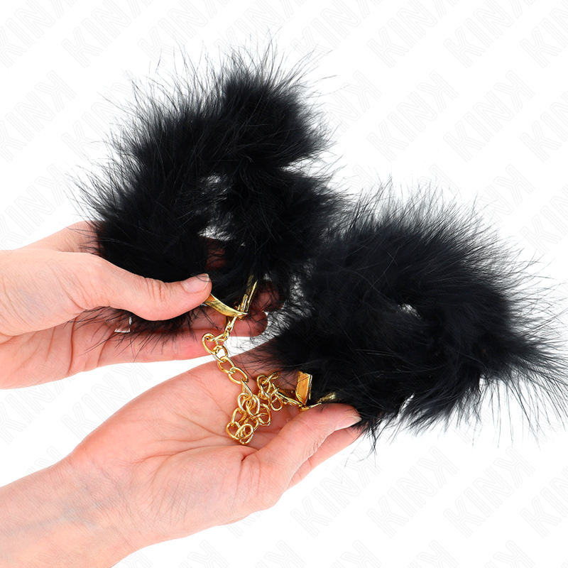 Comprar KINK Esposas De Plumas Negras Con Cadena Dorada – Diseño Elegante Para Experiencias Únicas-Noxtic