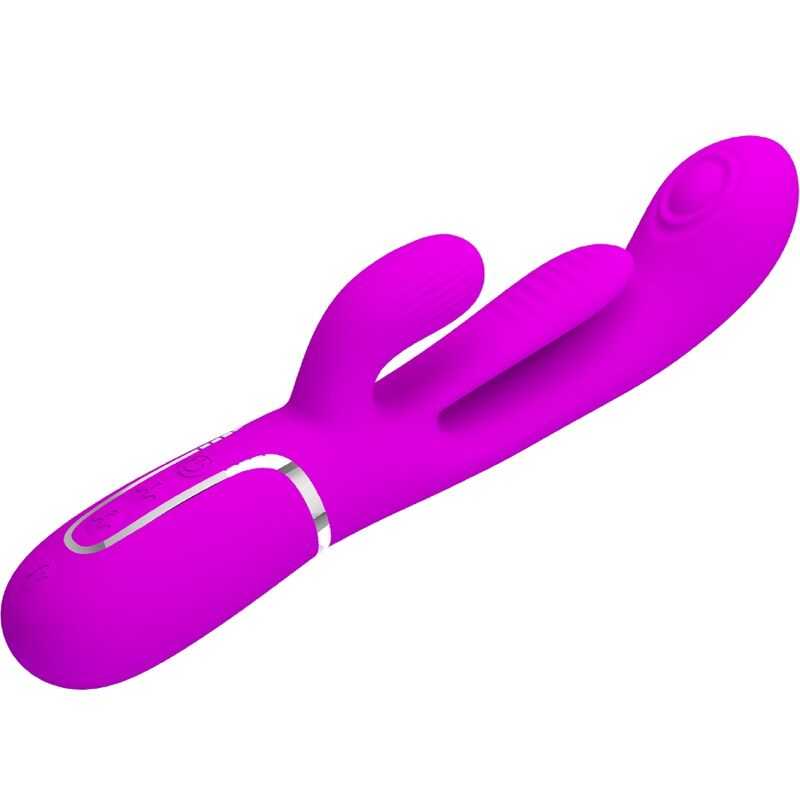 Pretty Love Shania Triple Rabbit Vibrator, Rosa - Design ergonomico con silicone medico per il piacere sensoriale