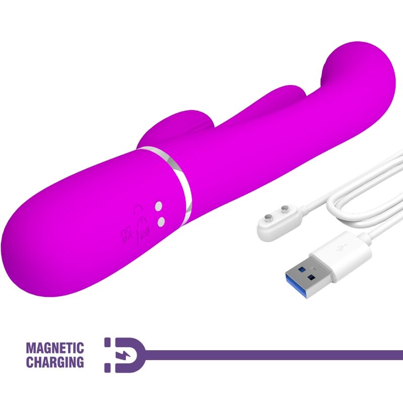 Pretty Love Shania Triple Rabbit Vibrator, Rosa - Design ergonomico con silicone medico per il piacere sensoriale