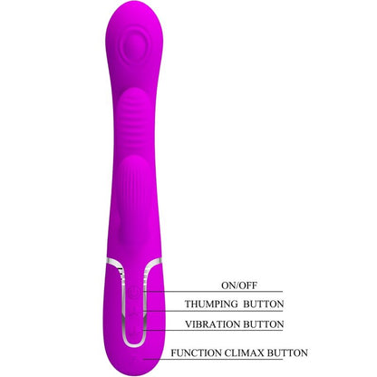 Pretty Love Shania Triple Rabbit Vibrator, Rosa - Design ergonomico con silicone medico per il piacere sensoriale