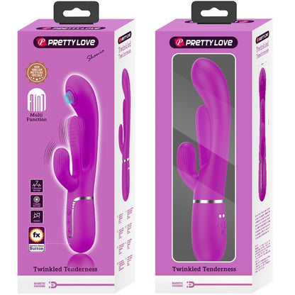 Pretty Love Shania Triple Rabbit Vibrator, Rosa - Design ergonomico con silicone medico per il piacere sensoriale