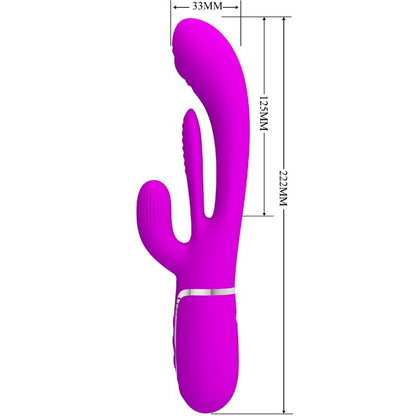 Pretty Love Shania Triple Rabbit Vibrator, Rosa - Design ergonomico con silicone medico per il piacere sensoriale