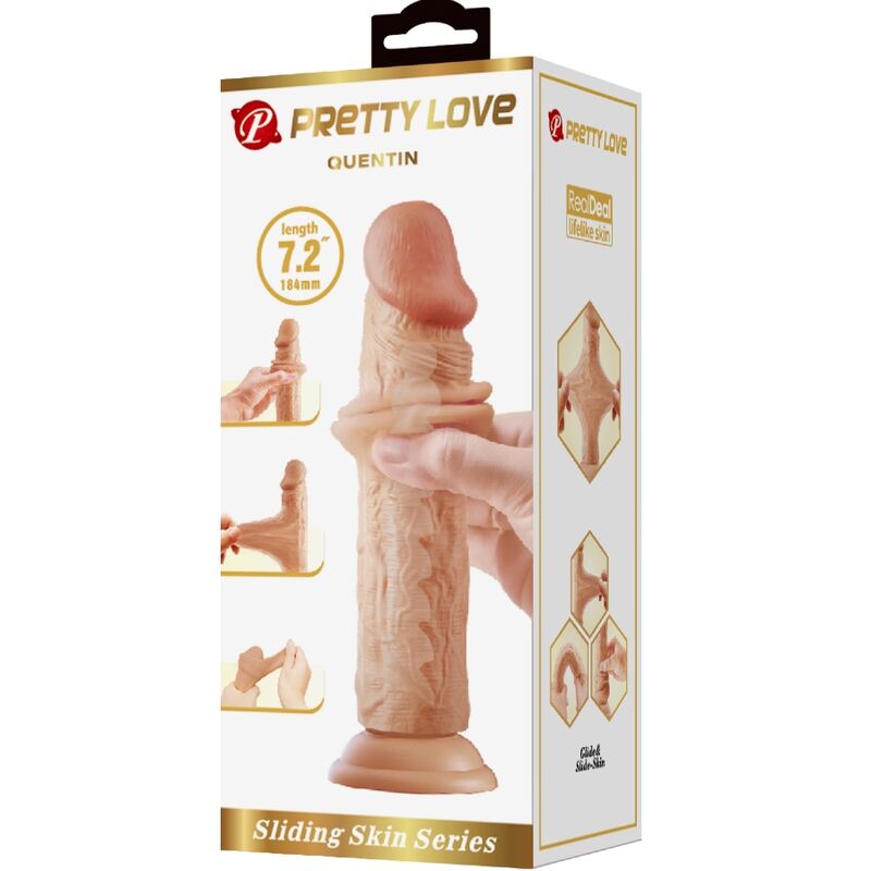 PRETTY LOVE Quentin Dildo Realista 18 Cm Natural – Diseño Detallado Para Experiencia Sensorial Auténtica
