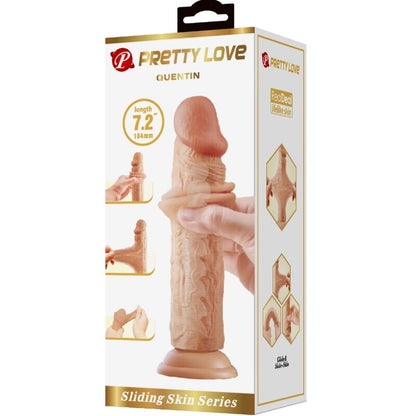 PRETTY LOVE Quentin Dildo Realista 18 Cm Natural – Diseño Detallado Para Experiencia Sensorial Auténtica