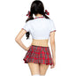 LEG AVENUE Costume classico da Miss Schoolgirl rosso e bianco – Abito elegante per feste a tema