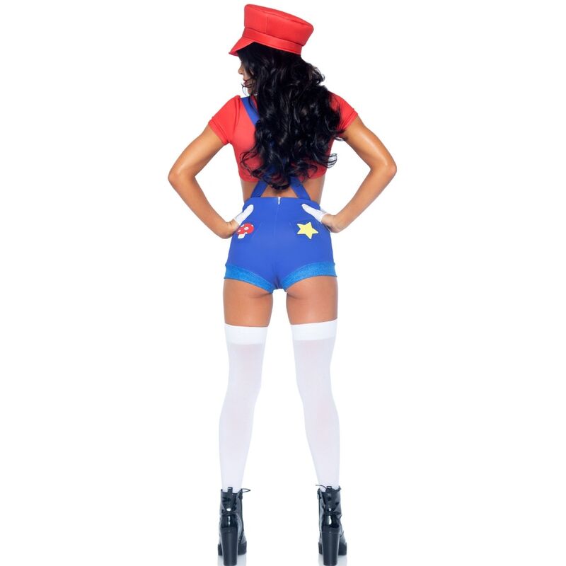 LEG AVENUE Costume sexy di Mario Bros. Rosso Blu M – Look divertente ideale per feste a tema