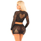 LEG AVENUE - BLACK EYELINER FISHNET TOP + SKIRT