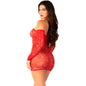 Comprar LEG AVENUE Minivestido De Rejilla Rojo – Diseño Elegante Con Hombros Descubiertos Y Manga Larga-Noxtic